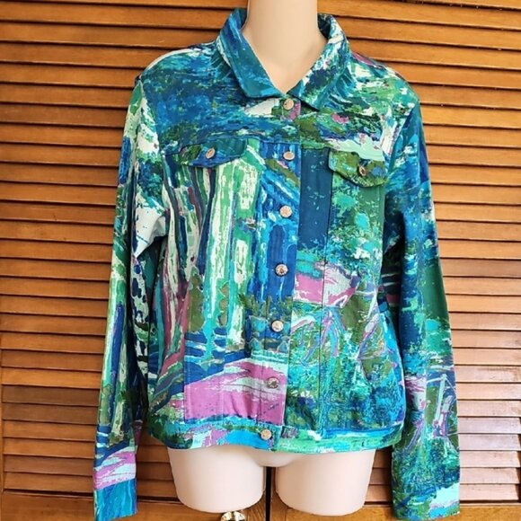 Orientique Naturally Australian Colorful Abstract Print Jacket Cotton stretch - Picture 13 of 13